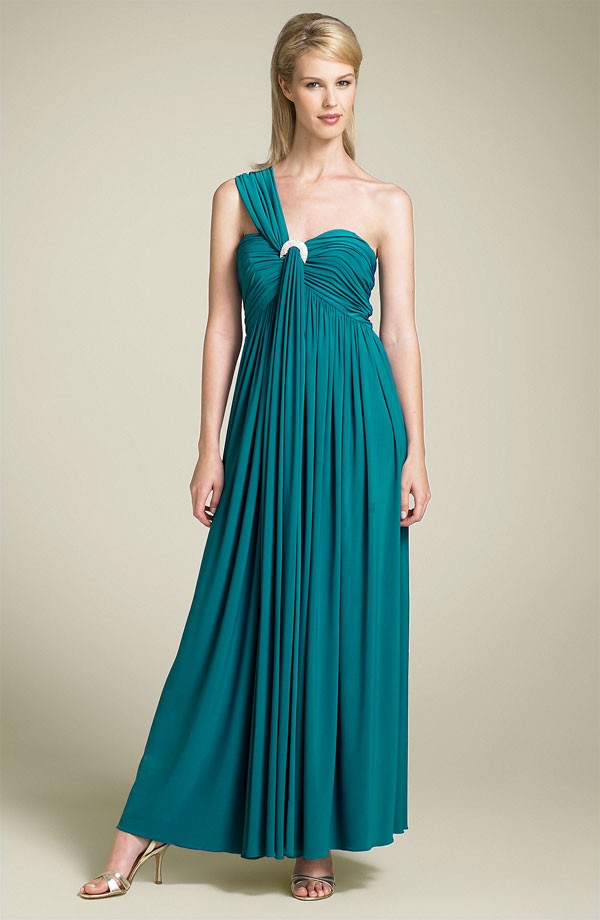 Cachet One Shoulder Empire Waist Jersey Gown