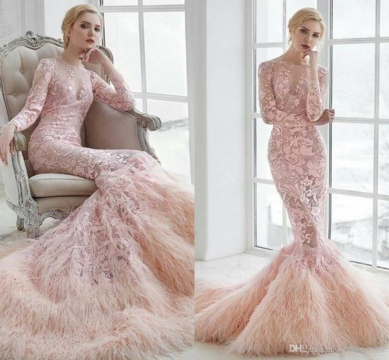 Mermaid Feather Wedding Dress